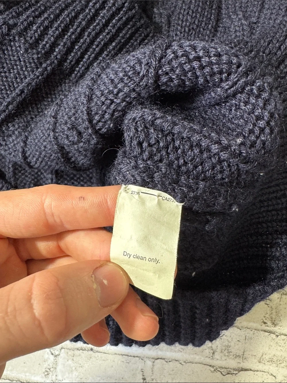 VINTAGE J. Crew L blue grey colorblock 100% wool turtleneck cable knit sweater